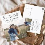 Postal Save the Date Boho Foto Minimalista moderna<br><div class="desc">Captura la esencia de tu historia de amor con nuestra postal moderna "Save the Date Boho" (Salvar la fecha del boho Minimalista). Esta postal es una fusión de minimalismo contemporáneo y encanto bohemio, lo que la convierte en la elección perfecta para anunciar a su próximo boda. Con su preciada foto...</div>