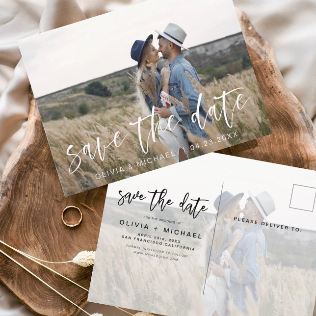 Postal Save the Date Boho Foto Minimalista moderna (Subido por el creador)