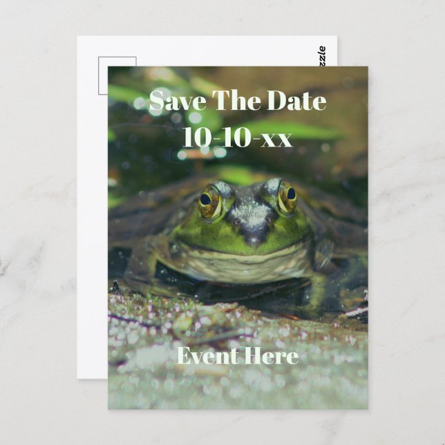 Postal Save The Date Cute Frog Nature  (Anverso / Reverso)