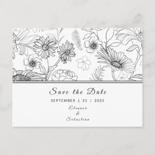 Postal "Save the Date" (Guardar la fecha) patrón de flor 