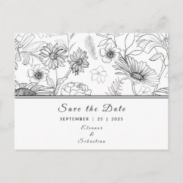 Postal "Save the Date" (Guardar la fecha) patrón de flor 