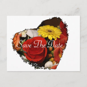 Postal "Save the Date" Jagged Edge Heart Bouquet