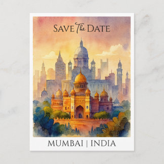 Postal Save the Date personalizado acuarela Mumbai India