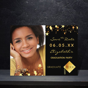 Postal Save the Date photo graduation party 2023 black