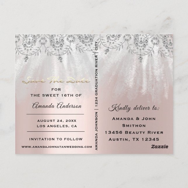 Postal Save The Date Photo Gray 16.ª Ducha Nodal (Reverso)