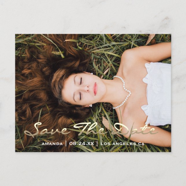 Postal Save The Date Photo Gray 16.ª Ducha Nodal (Anverso)