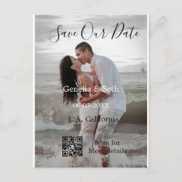 Postal Save the date simple minimal QR scan code details