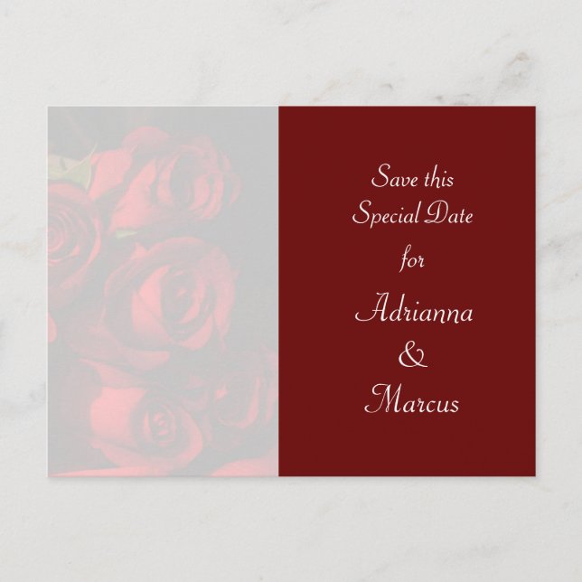 Postal "Save this Special Date" - Red Rose Bouquet [b] (Anverso)