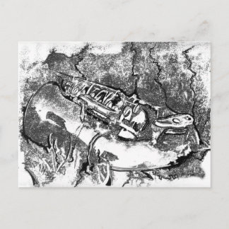 Postal Saxofón en la hierba