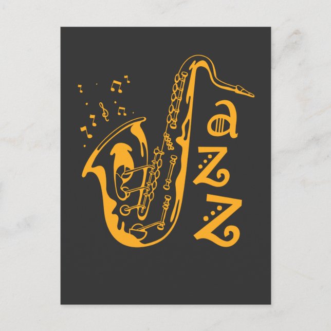 Postal Saxofón Player Jazz Music Lover Musical Notes (Anverso)