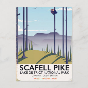 Postal Scafell Pike, Cumbria, Póster de viaje vintage