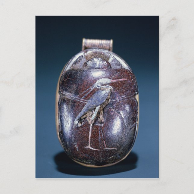 Postal Scarab con garza, desde la Tumba de Tutankhamun (Anverso)