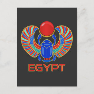 Postal Scarab egipcio con la palabra Egipto