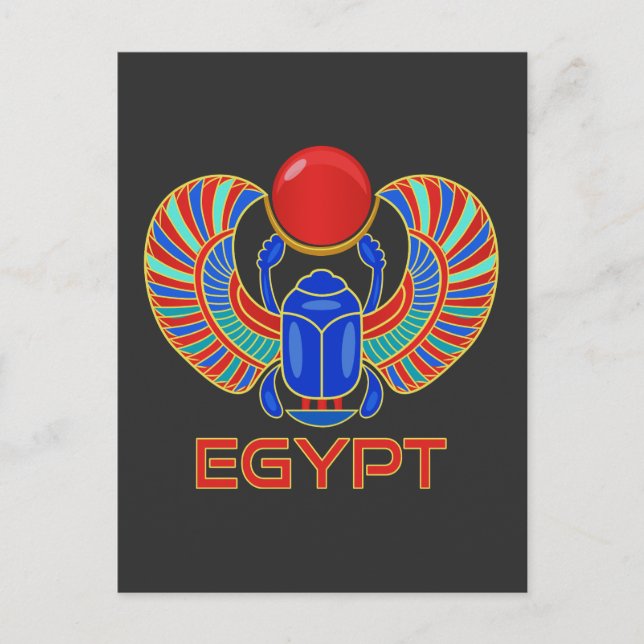 Postal Scarab egipcio con la palabra Egipto (Anverso)