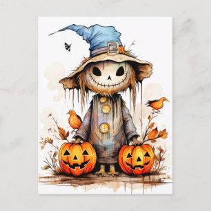 Postal Scarecrow de Halloween súper lindo