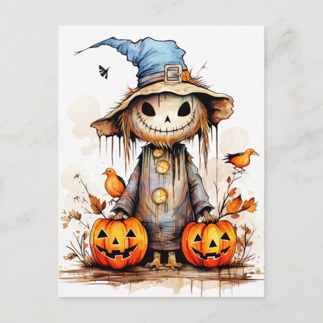 Postal Scarecrow de Halloween súper lindo (Anverso)