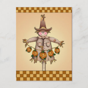 Postal SCARECROW & PUMPKIN JACK por SHARON SHARPE