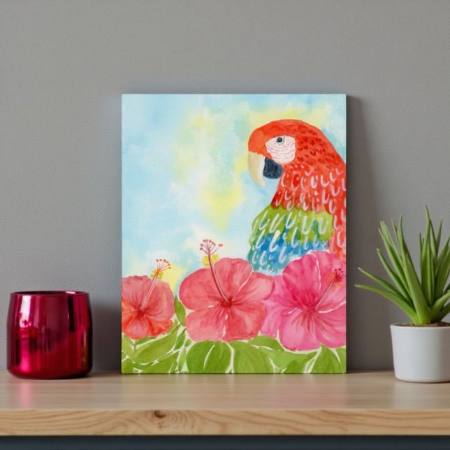 Postal Scarlet Macaws and Pink Hibiscus (Subido por el creador)