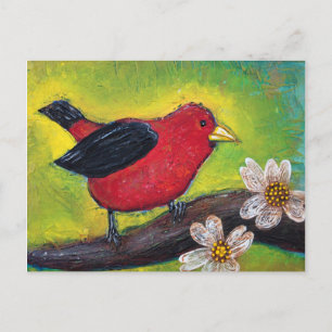Postal Scarlet Tanager Bird