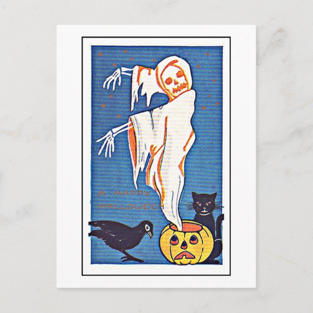 Postal Scary Ghost Vintage Halloween (Anverso)