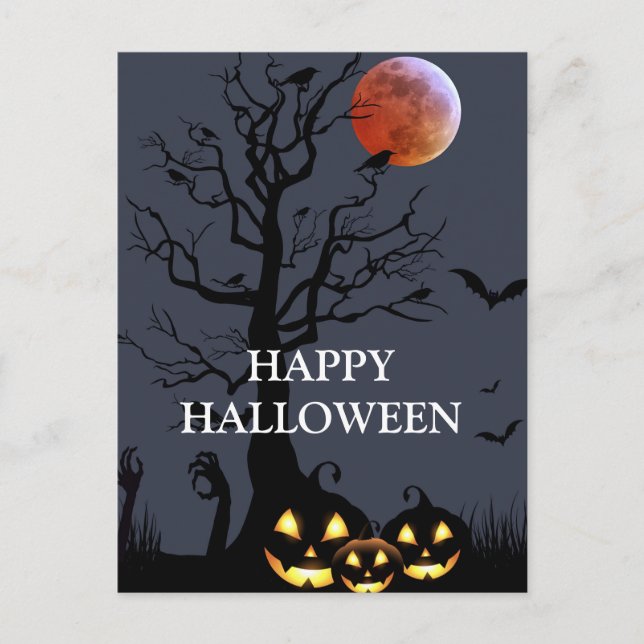 Postal Scary Halloween Pumpkin Witch Scary Night (Anverso)