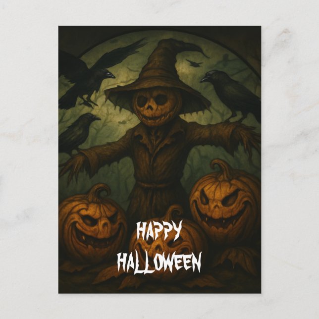 Postal Scary Halloween Pumpkin Witch Scary Night (Anverso)
