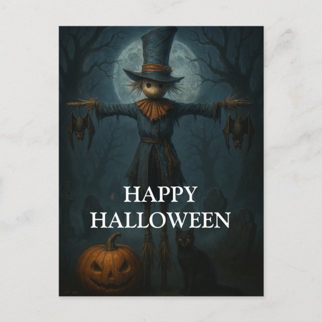 Postal Scary Halloween Pumpkin Witch Scary Night (Anverso)