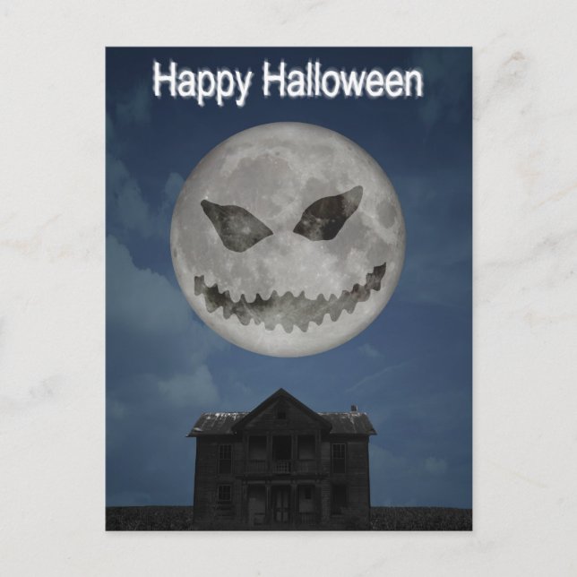 Postal Scary Jack O Lantern Halloween Moon (Anverso)