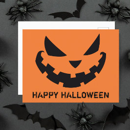 Postal Scary Jack O Lantern Personalizado Naranja Feliz H