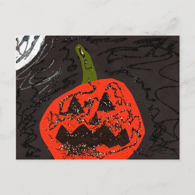 Postal Scary Purpurina Jack o' Lantern (Anverso)