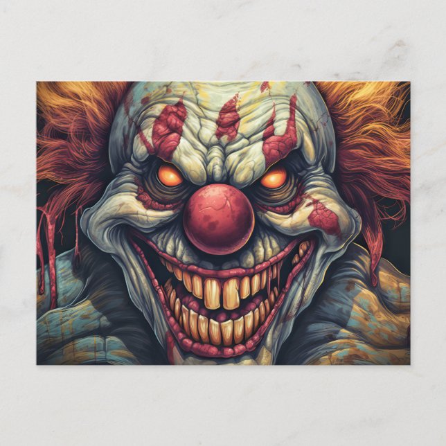 Postal Scary Sideshow Circus Clown Ilustracion (Anverso)