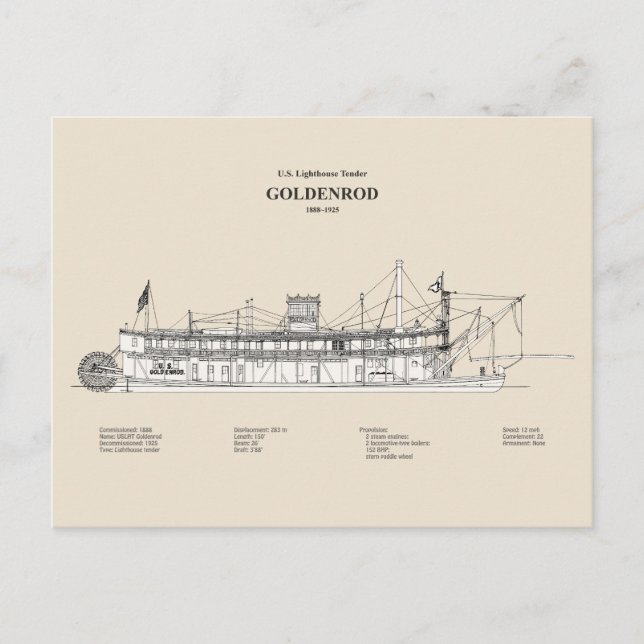 Postal SCG Lighthouse Tender Goldenrod - SBD (Anverso)