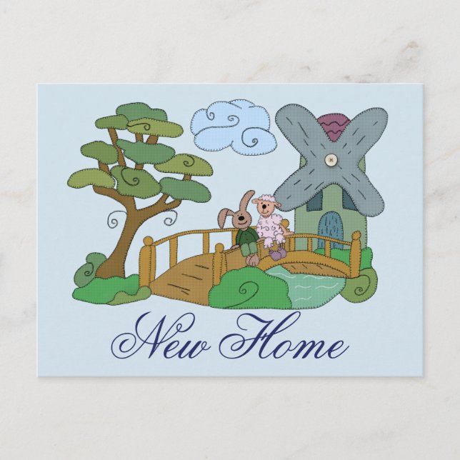 Postal Schaf und Hase am See New Home (Anverso)