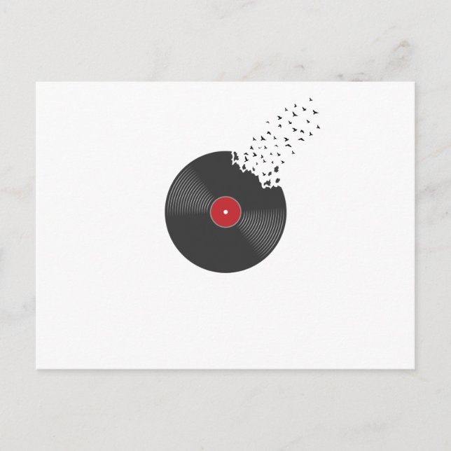 Postal Schallplatte Vinyl Vögel Musik Lied Ton (Anverso)