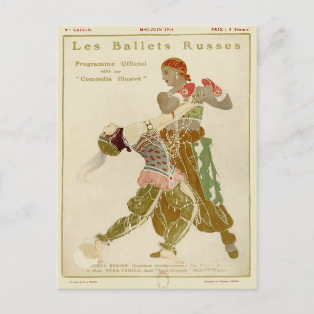 Postal Schéhérazade, Léon Bakst & Ballets Russes (Anverso)