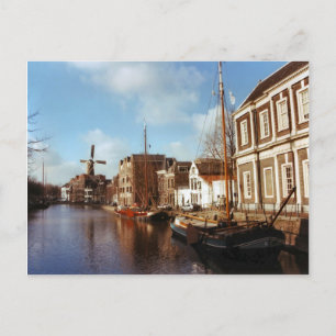 Postal Schiedam, molinos de viento y gabarras