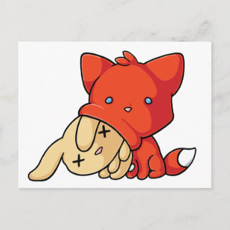 Postal SCHLUP Fox Eating Rabbit
