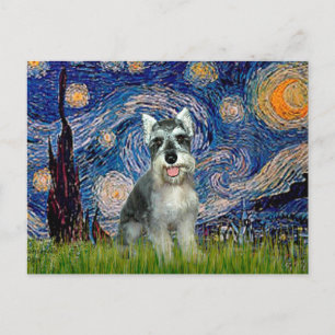 Postal Schnauzer 8cr - Noche estrellada