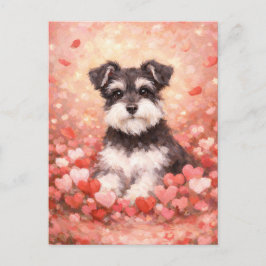 Postal Schnauzer de San Valentín con Corazones