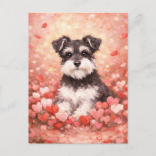 Postal Schnauzer de San Valentín con Corazones