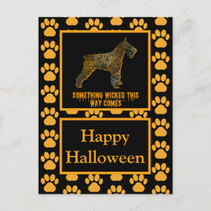 Postal Schnauzer Dog Silhouette Happy Halloween