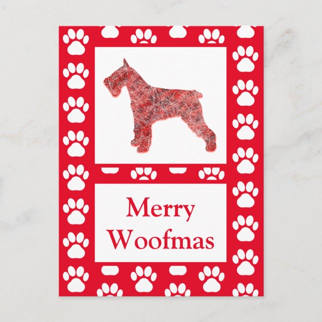 Postal Schnauzer Dog Silhouette Red Merry Christmas (Anverso)