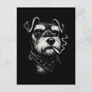 Postal Schnauzer fumando Amante de perros divertidos Cani