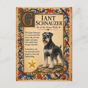 Postal Schnauzer Gigante, Arte de Bestiario Medieval