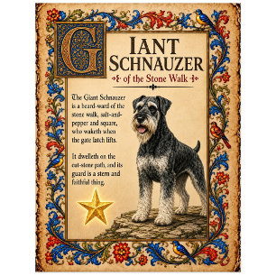 Postal Schnauzer Gigante, Arte de Bestiario Medieval