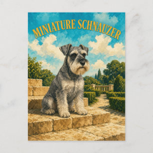 Postal Schnauzer miniatura, arte de perro con acuarela vi