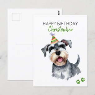Postal Schnauzer Perro Personalizado Feliz Cumpleaños