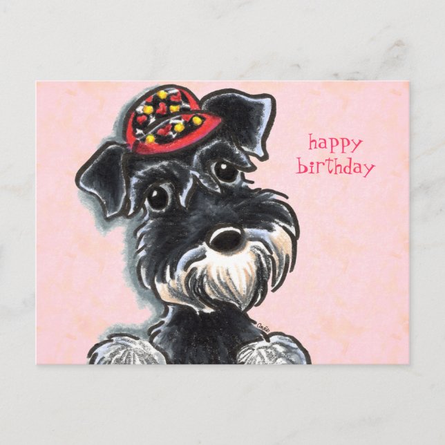 Postal Schnauzer Red Cap Off-Leash Art™ (Anverso)