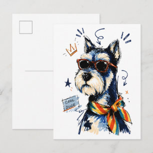 Postal Schnauzer Tipo Tío Guay con Gafas de Sol