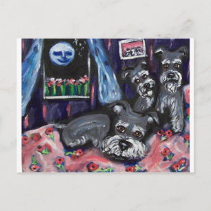 Postal Schnauzers percibe la luna caprichosa